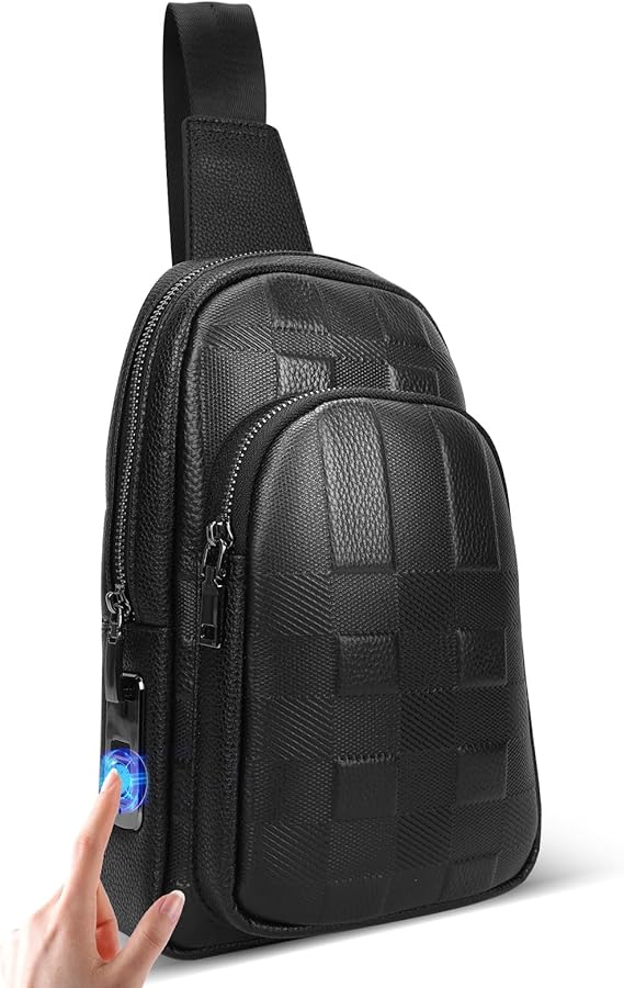 Fingerprint Men Bag Cross Bag, Black