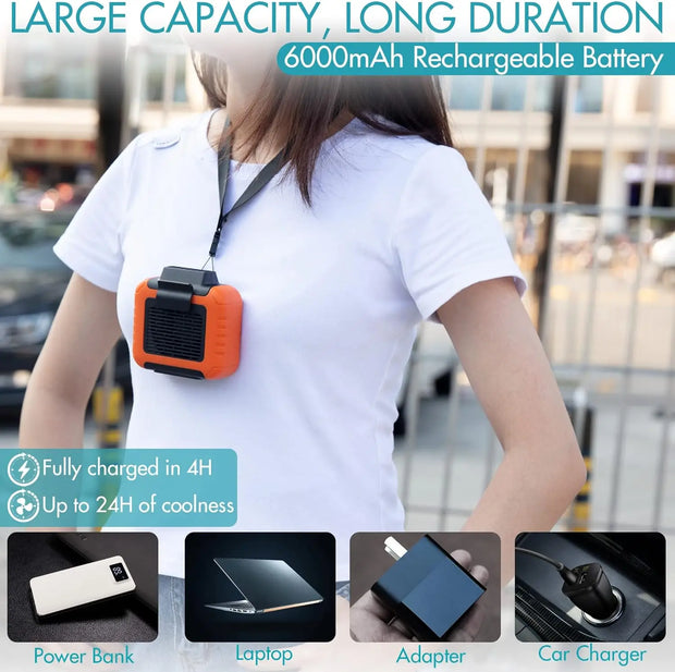 Best-selling 6000 MAh Portable Fan Rechargeable fan Turbine Outdoor Fan High Wind Usb Suspension  Mini Waist Hanging Fan